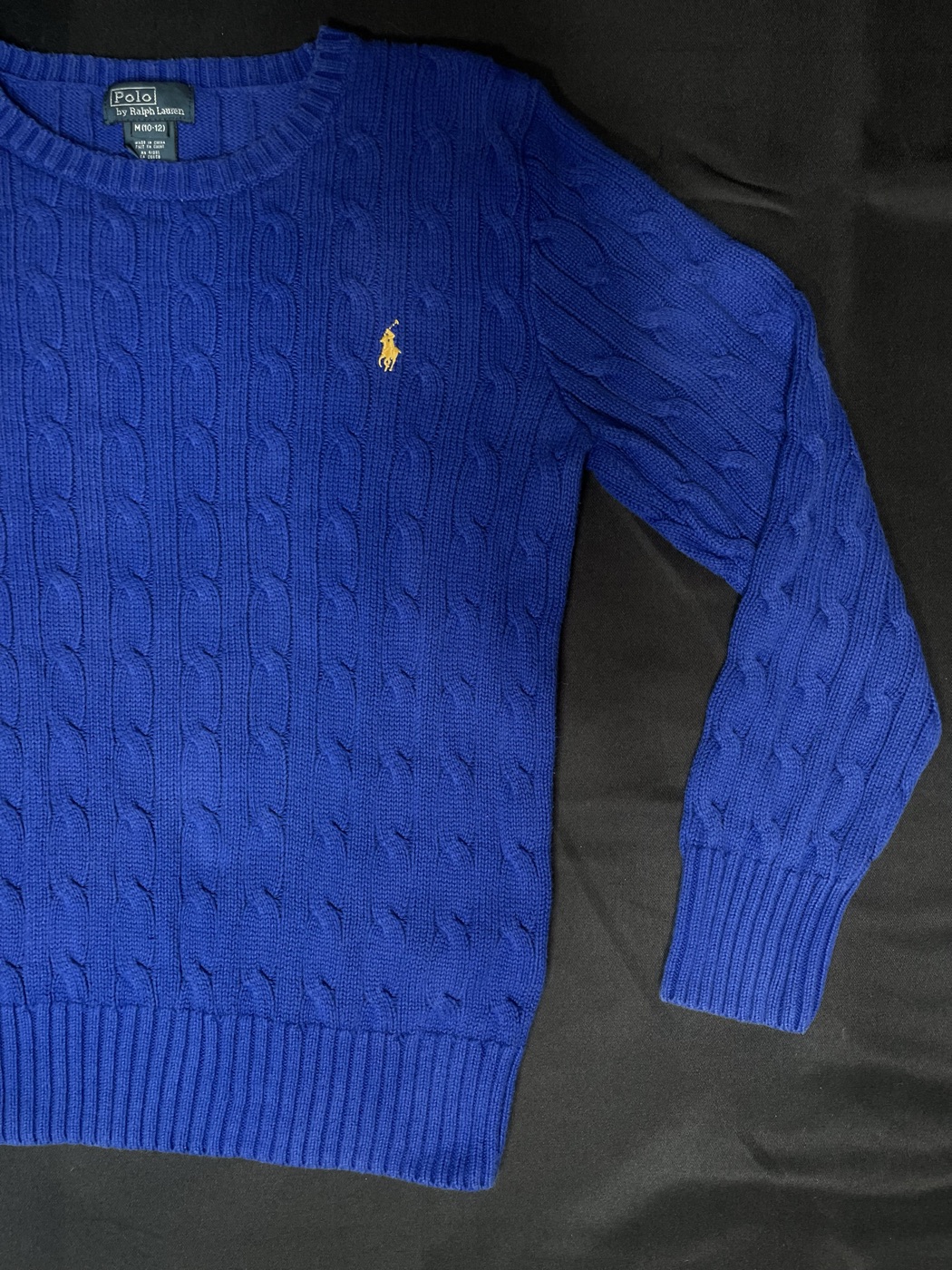 Pull Polo Ralph Lauren bleu roi, maille câblée